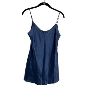 Beautiful People Navy Adjustable Cami Raw Hem Bias Cut Tank EUC SZM